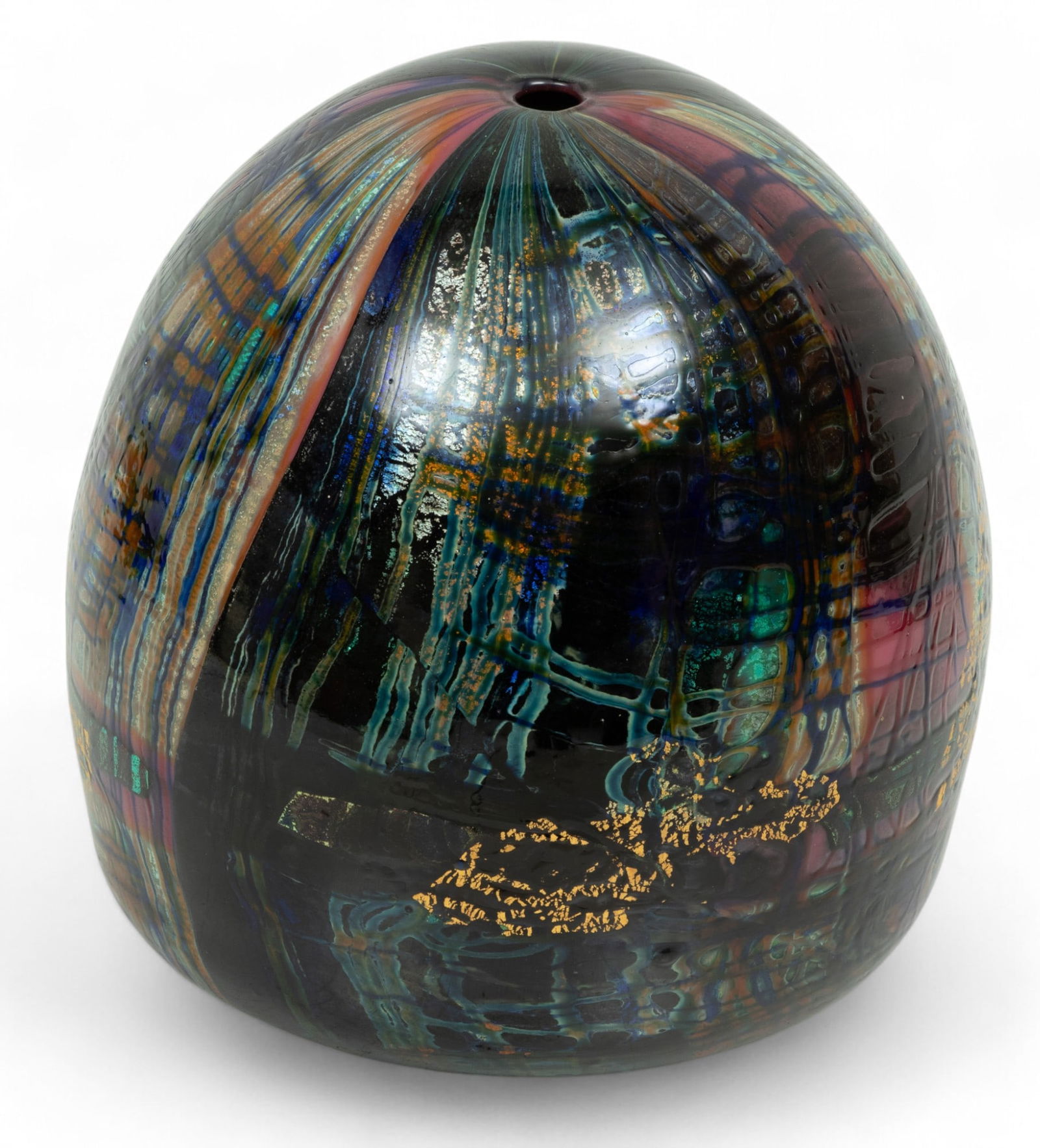 Michele Burato (Italian, B. 1957) Blown Glass Sculptural Vase, 2000 H 8.5" Dia. 6.8" (1 of 5)