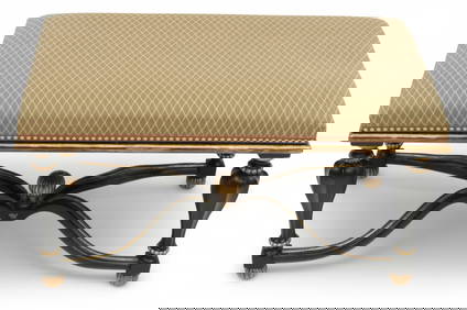Chelsea House Gilt And Ebonized Carved Wood Bench H 20" W 19.5" L 35" (1 of 3)