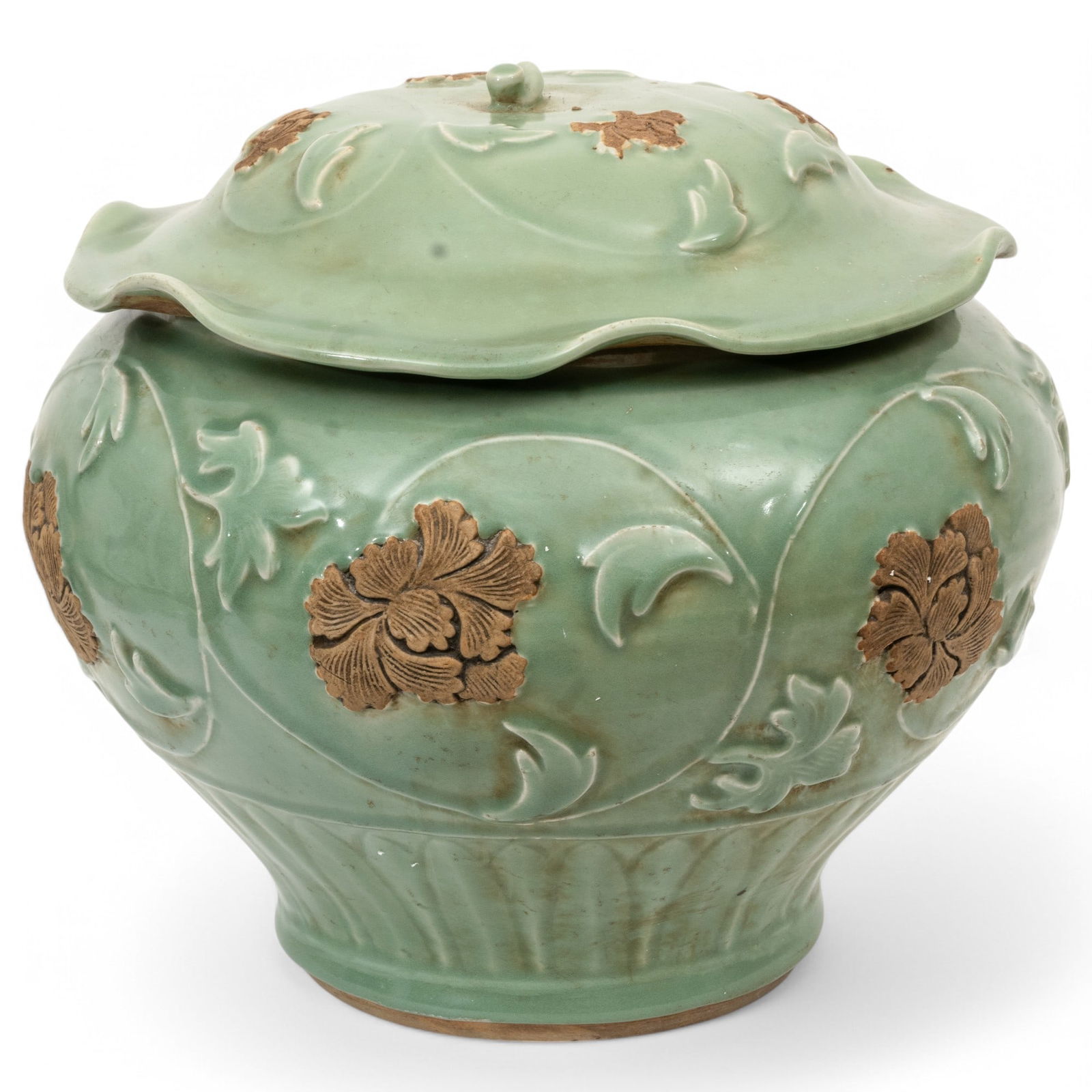 Chinese Porcelain Longquan Jar with Cover H 12" Dia. 14" (1 of 11)