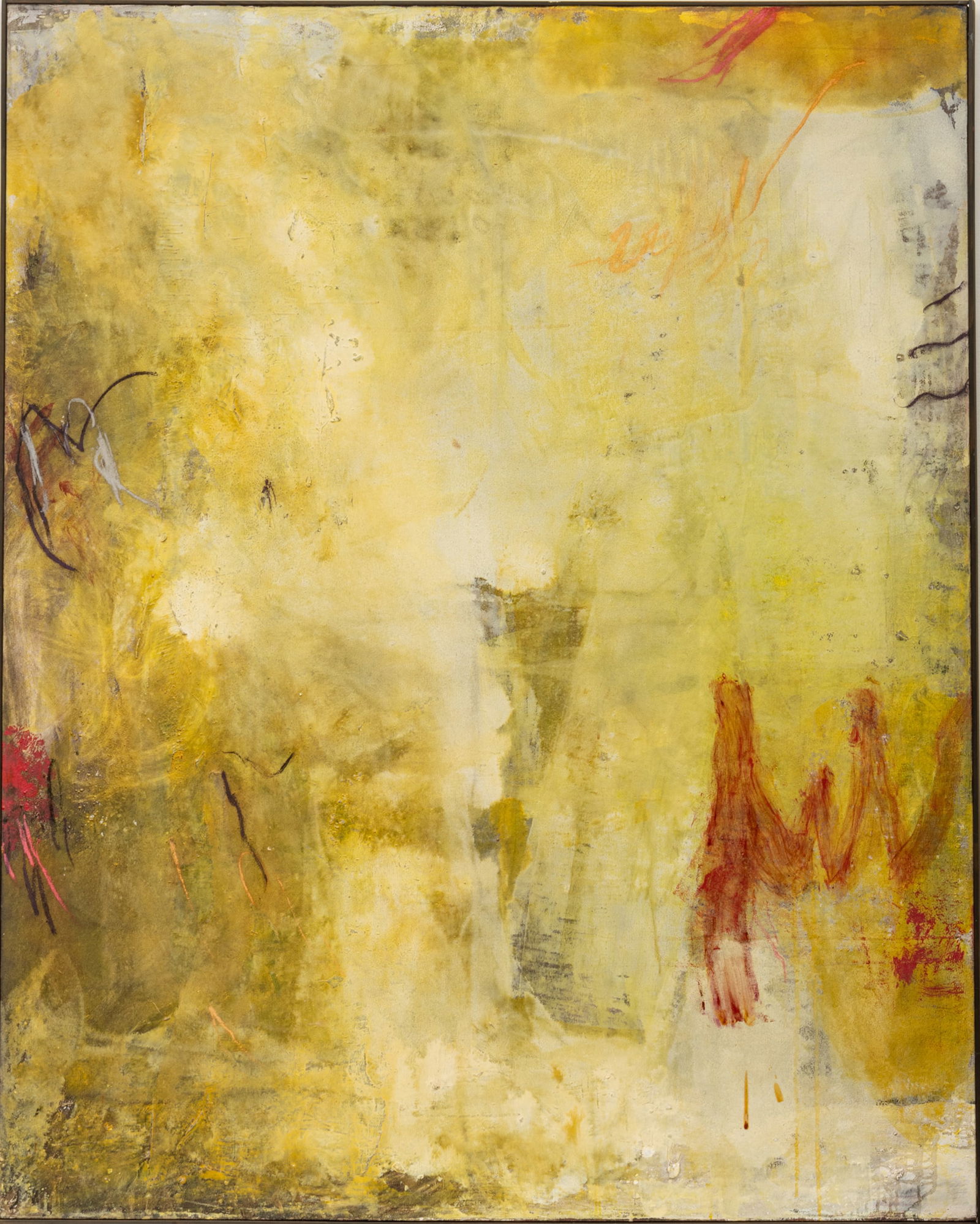 Ricardo Mazal (Mexican, B. 1950) Oil on Canvas 1988, H 64" W 51.5" H 64" W 51.5": Ricardo Mazal (Mexican, B. 1950) Oil on Canvas 1988, H 64" W 51.5" H 64" W 51.5" Signed on back, ‘R. Mazal’, dated 1988. Abstract, was purchased in Spain directly from artist. Composition