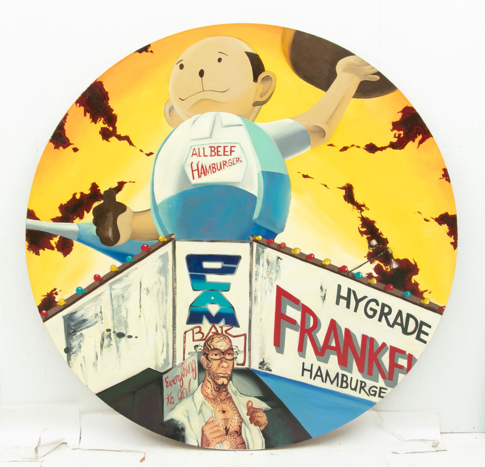 Daze (American, B. 1962) Acrylic on Canvas, 1995, 'Clam Bar' Dia. 60" (1 of 5)