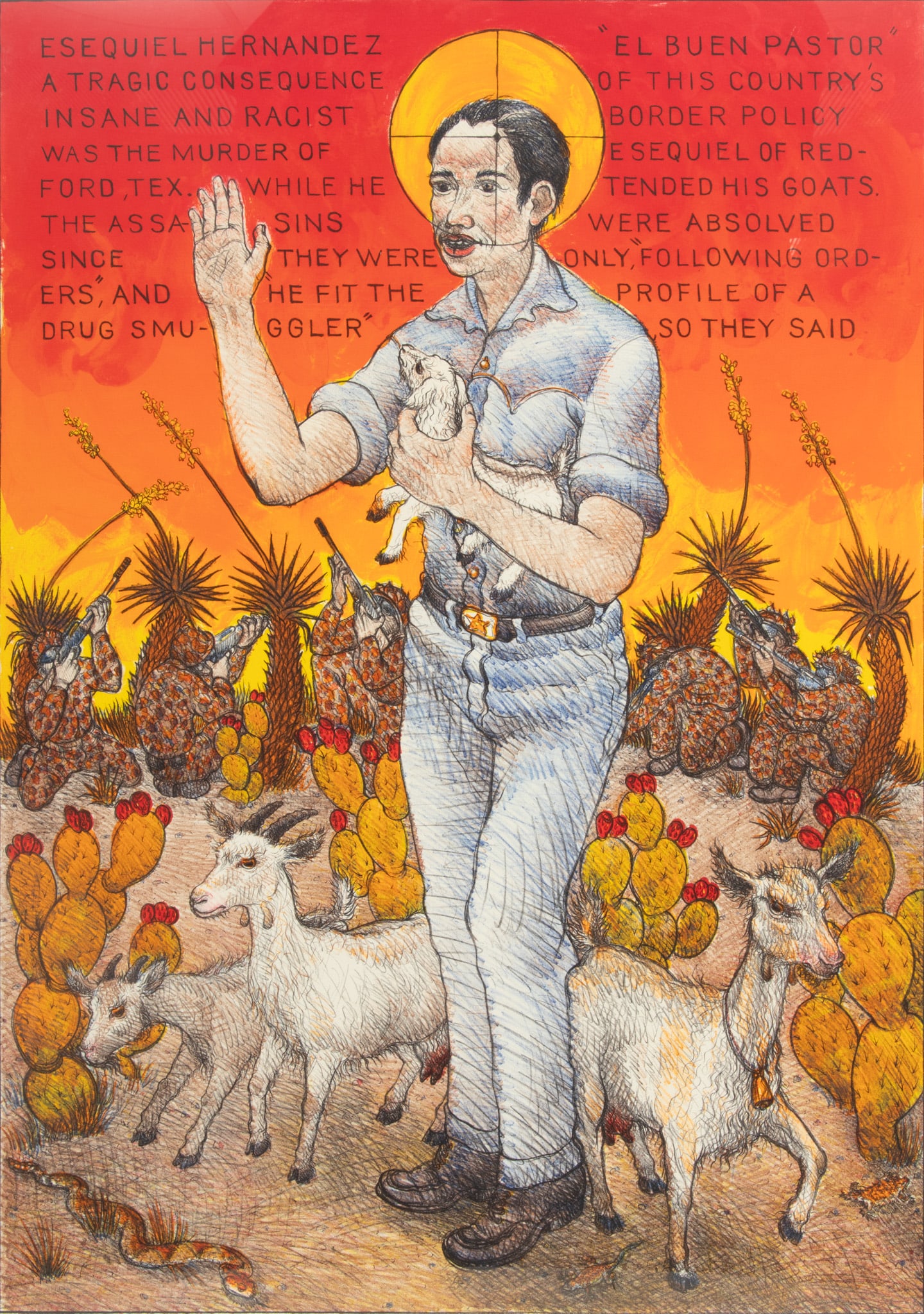 Luis Jimenez (American, 1940-2006) Lithograph on Paper, 1999, 'El Buen Pastor' H 37" W 26" (1 of 5)