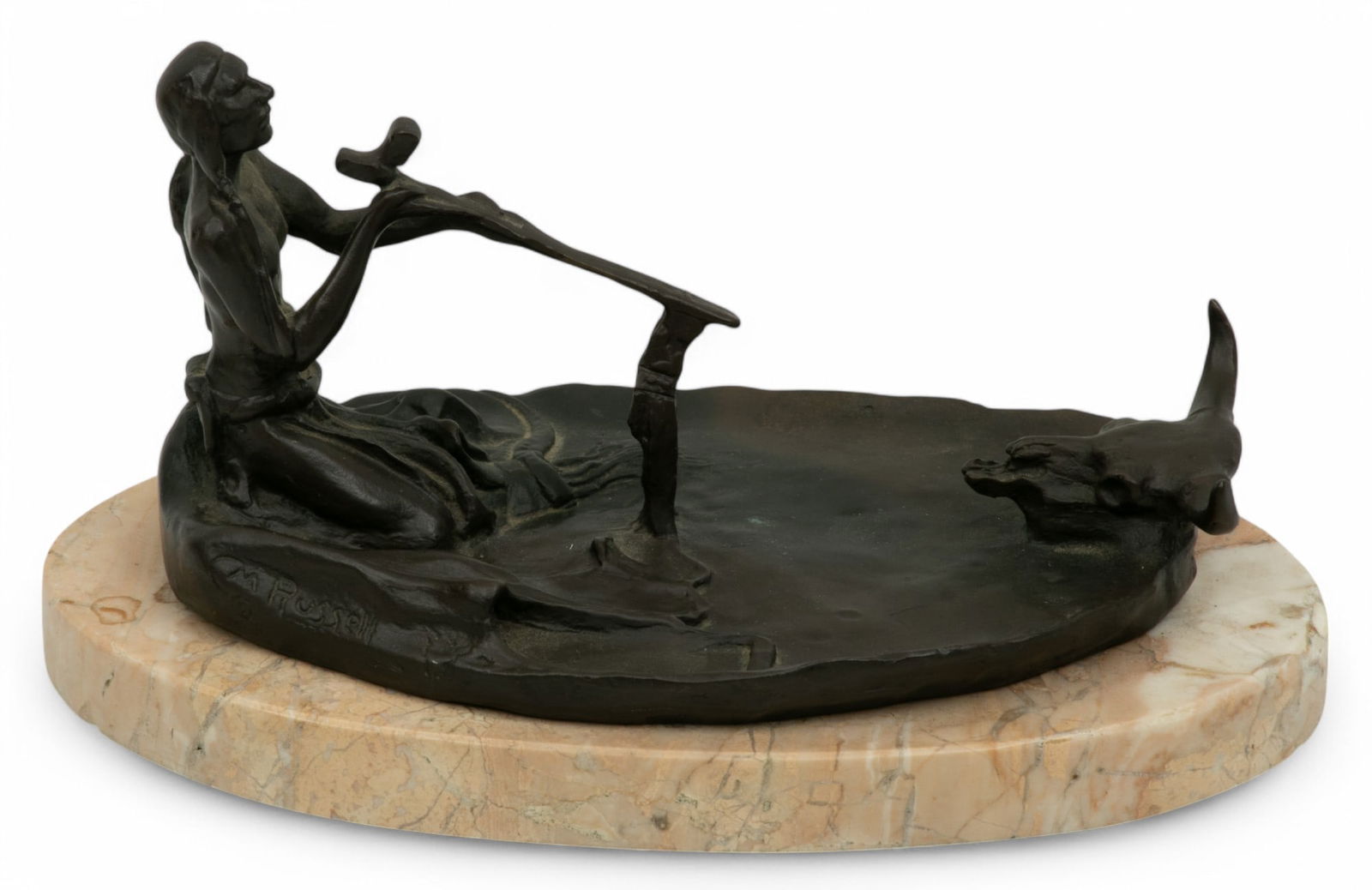 After Charles Marion Russell, (American, 1864-1926) Bronze Sculpture 'Smoking with the Spirit of the (1 of 5)