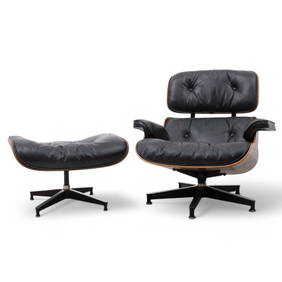 Charles Eames for Herman Miller, 670 Lounge Chair And 671 Ottoman H 32" W 33" Depth 32" 2 PCS (1 of 4)