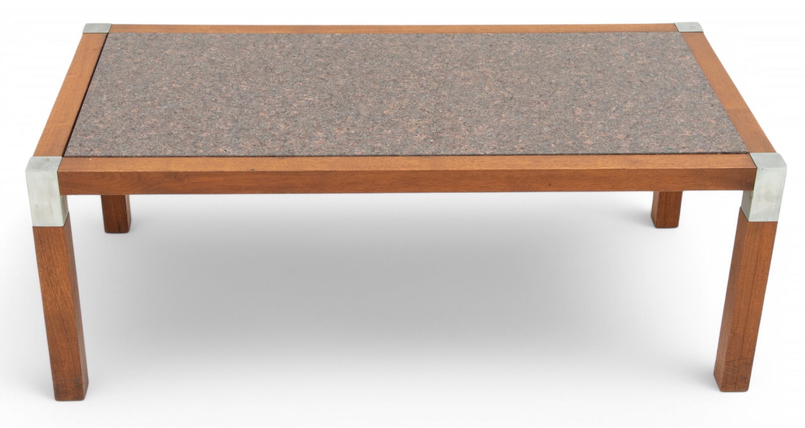 Stow Davis Mid-Century Modern Marble Top End Tables And Coffee Table, Ca. 1950-1960 H 20" W 30" L: Stow Davis Mid-Century Modern Marble Top End Tables And Coffee Table, Ca. 1950-1960 H 20" W 30" L 30" 3 PCS Mahogany frames and legs having chrome accents. Original marble inset tops with grey, burnt