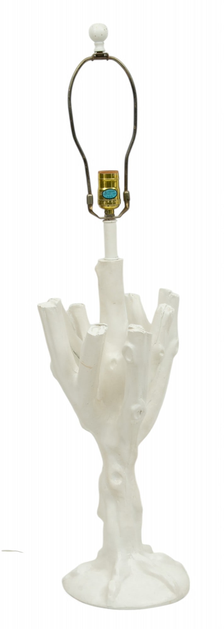 John Dickinson Style Painted Resin Faux Bois Table Lamp, Ca. 1970 H 35" W 10" Depth 10": John Dickinson Style Painted Resin Faux Bois Table Lamp, Ca. 1970 H 35" W 10" Depth 10" Unmarked. White painted resin in the form of a tree. Circa 1970. Provenance: Property from a Pleasant Ridge, MI