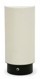 Gerald Thurston for Lightolier (American) Cylinder Floor Lamp, Mid 20th C. H 13.3" Dia. 6": Gerald Thurston for Lightolier (American) Cylinder Floor Lamp, Mid 20th C. H 13.3" Dia. 6" White enameled metal body with matte black base. Cut-away opening on the backside with a satin black interior