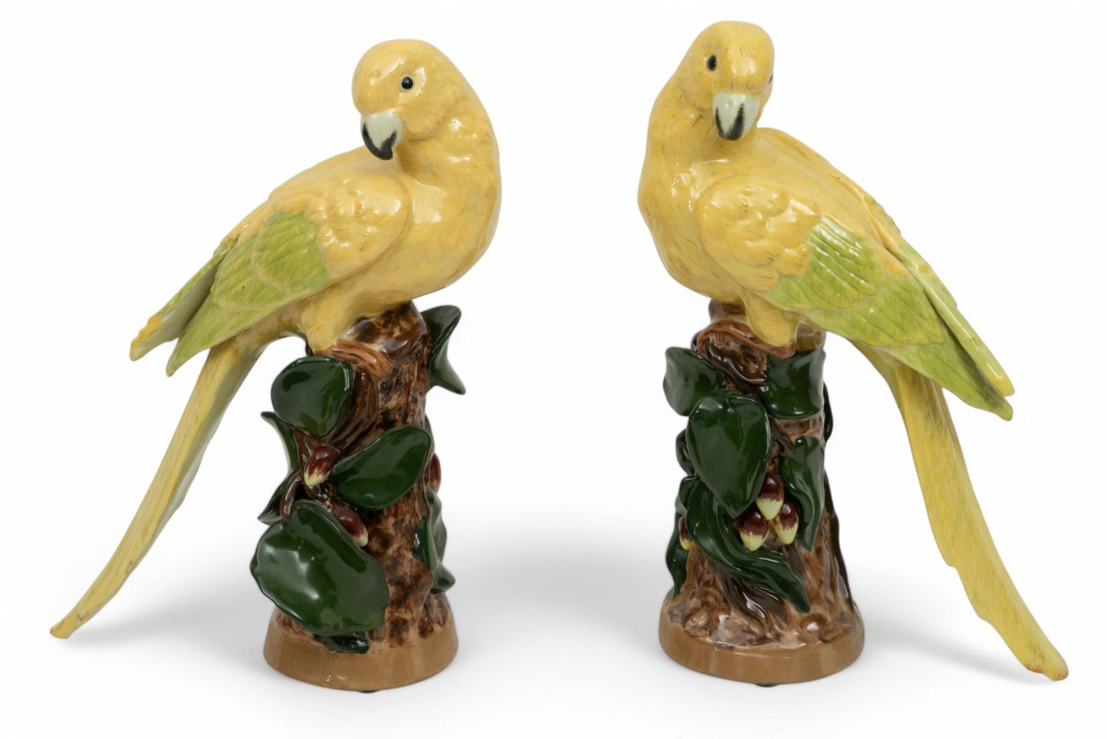 Vintage JR Glazed Porcelain Parrots H 10" W 7" 1 PAIR (1 of 6)