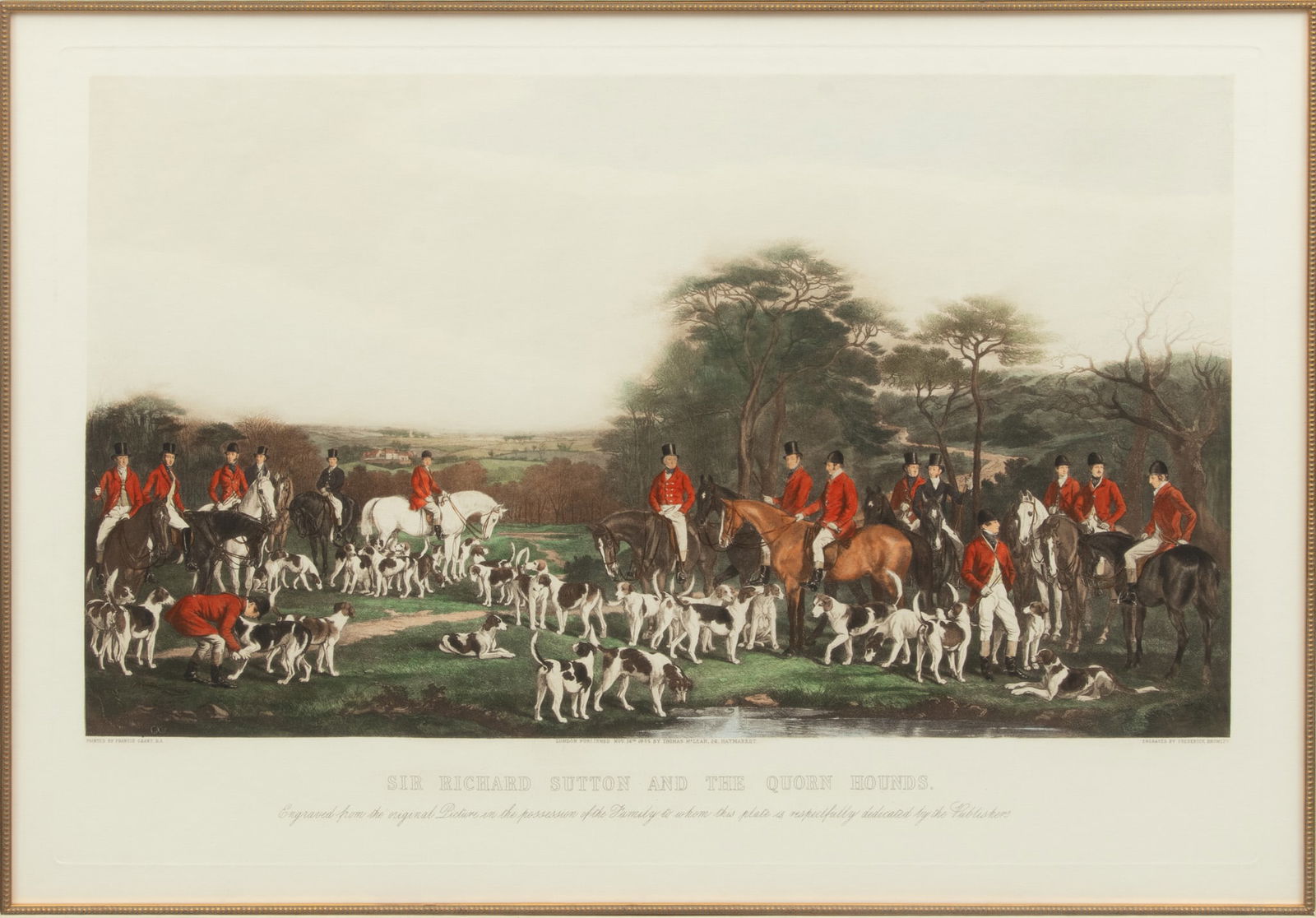 AFTER FREDERICK BROMLEY Hand Colored Engraving on Paper 'Sir Richard Sutton & the Quorn Hounds' H (1 of 7)