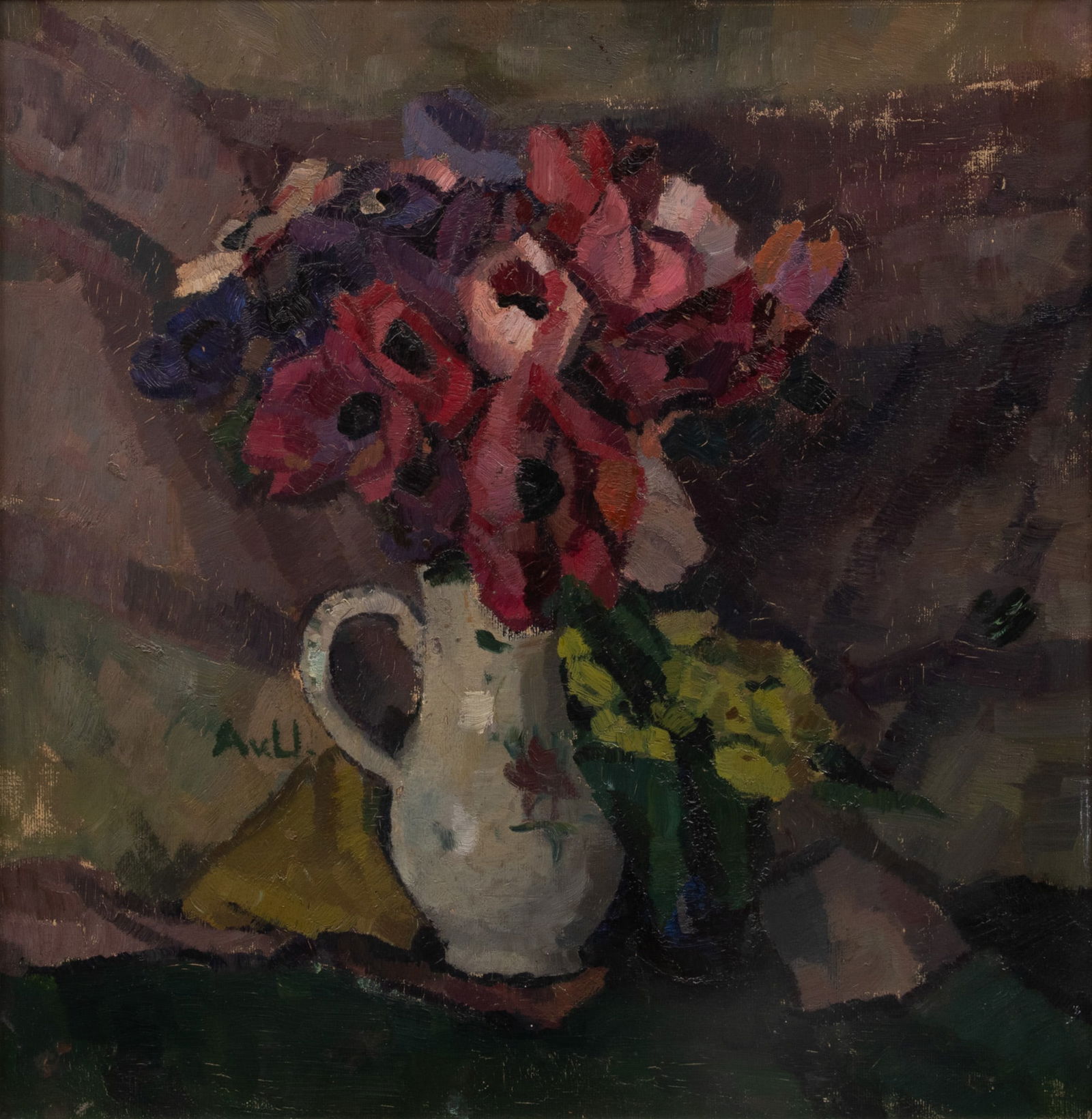 Albrecht Von Urach (German, 1903-1969) Oil on Board, Ca. 1926, 'Still Life of Anemones' H 19.5" W (1 of 10)