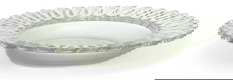 Verlys (French) Art Deco Glass Centerpiece Bowl, Ribbon Border, Ca. 1930 H 2.8" Dia. 17" (1 of 4)