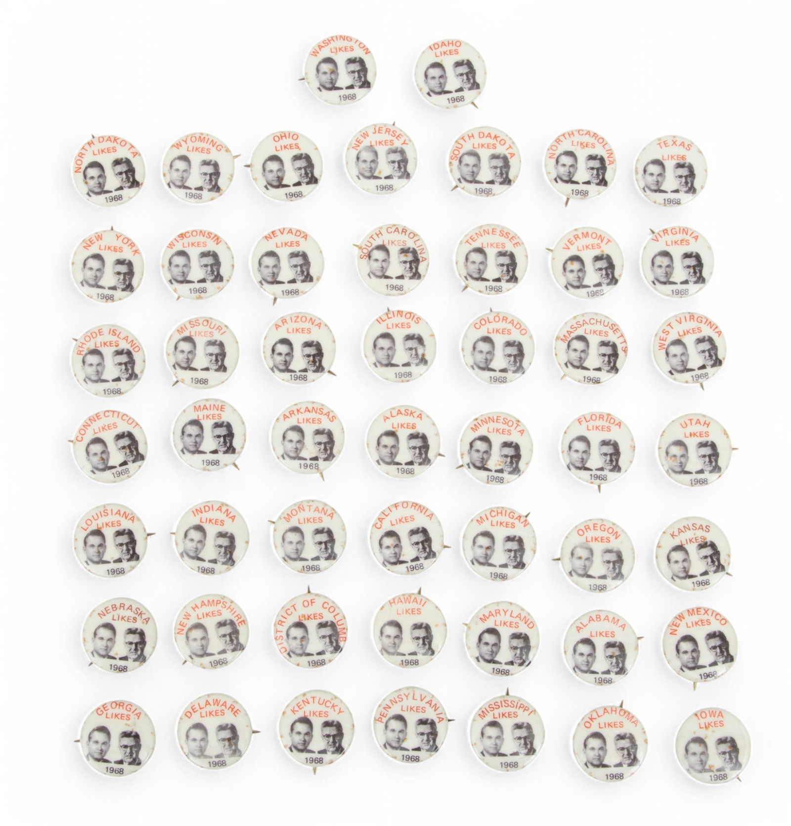 George Wallace/Curtis Lemay National Convention Pins 1972 Dia. 1" 51 PCS (1 of 3)