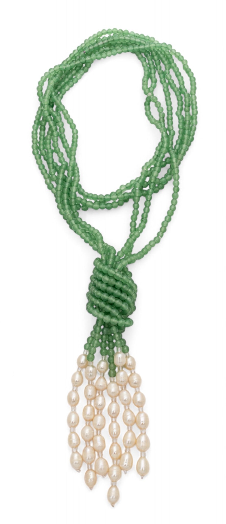 Green Adventurine, Quartz & Pearl Beaded Lariat Necklace L 29" 120g: Green Adventurine, Quartz & Pearl Beaded Lariat Necklace L 29" 120g The lariat necklace offers predominant green adventurine beads with alternating pearl and quartz beads. Total weight: 120 grams. Pro