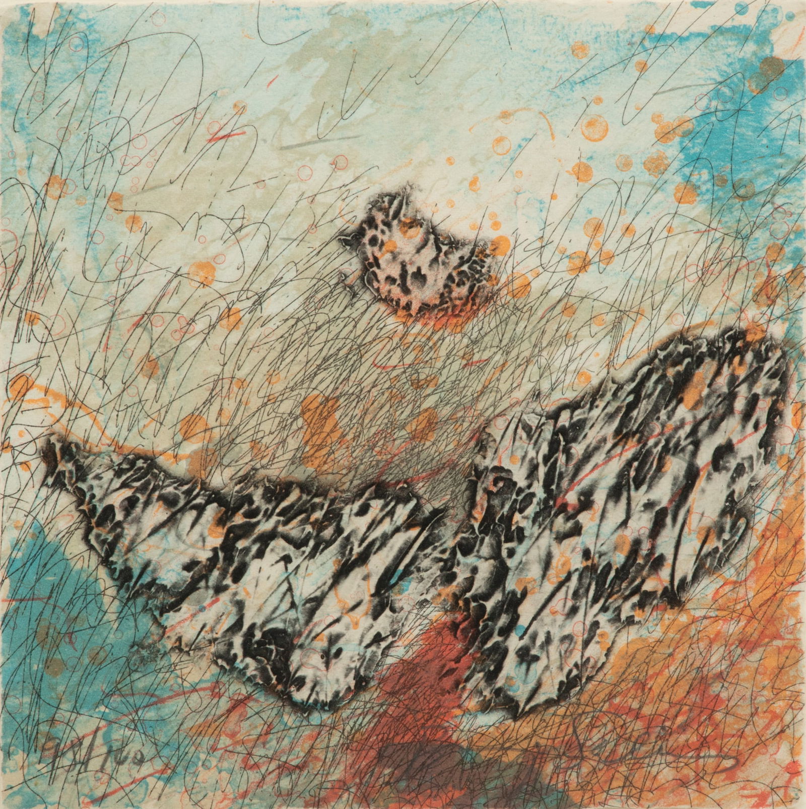 Baruj Salinas (Cuban, 1935-2024) Etching "Winged", H 7.5" W 7.5" (1 of 5)