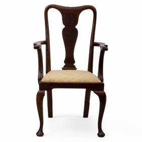 Queen Anne Style Carved Mahogany Child's Armchair, Ca. 1920 H 30" W 16" Depth 14.5" (1 of 7)
