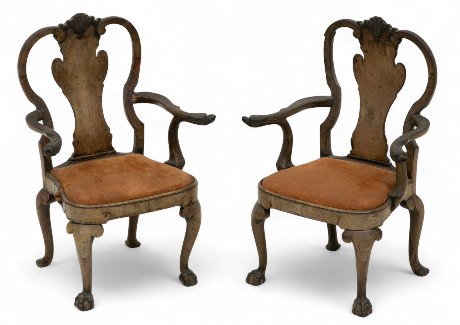 Pair of Chippendale Carved Mahogany Arm Chairs Salesman Samples, 19th C. H 8.5" W 6" Depth 4" 2 PCS (1 of 6)