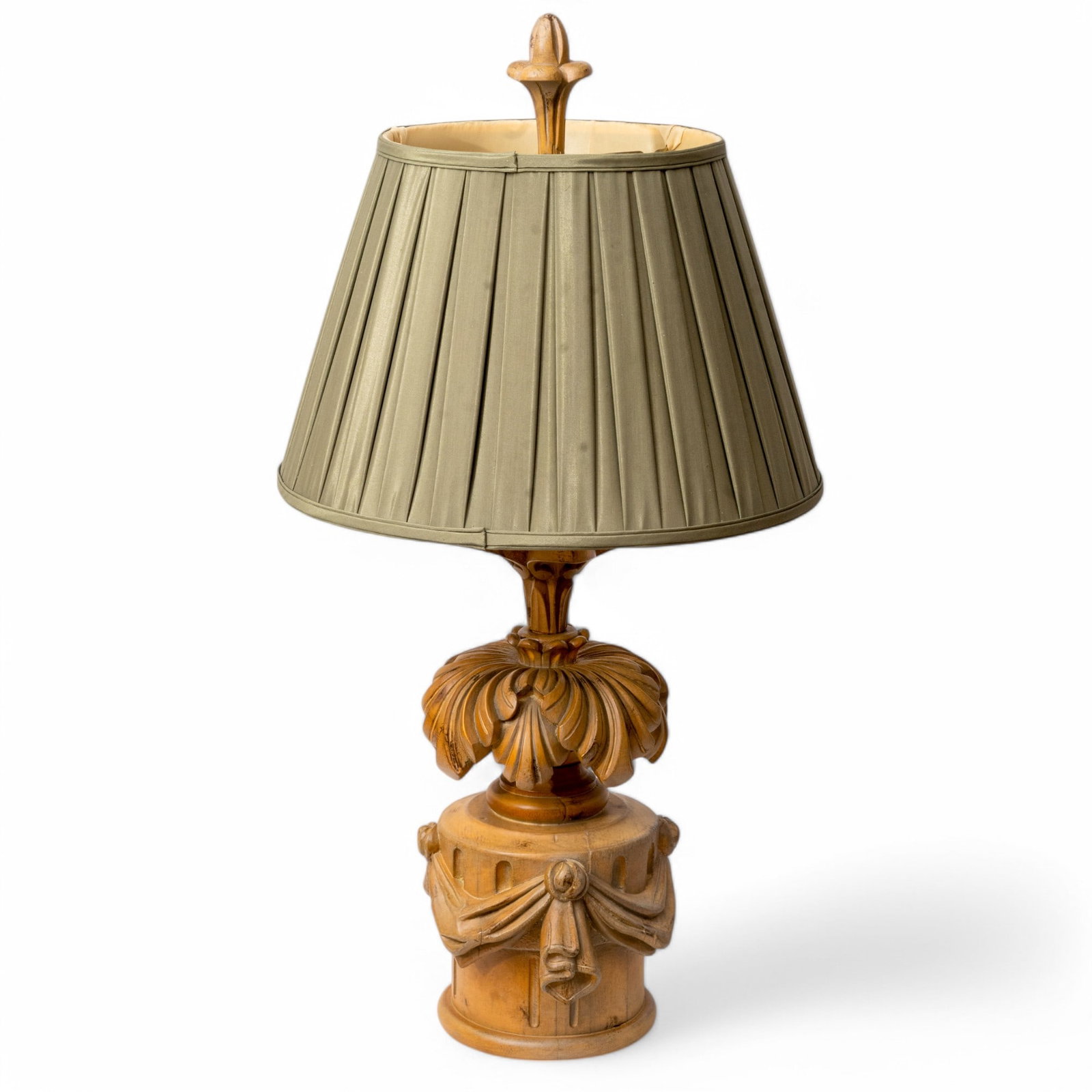 Pair of Carved Wood Table Lamps H 33": Pair of Carved Wood Table Lamps H 33" Good condition jw Provenance: Collection of Bill and Diane MacDonald, Clinton Township, MI. The MacDonalds were the long time proprietors of Bill Macdonald Ford i