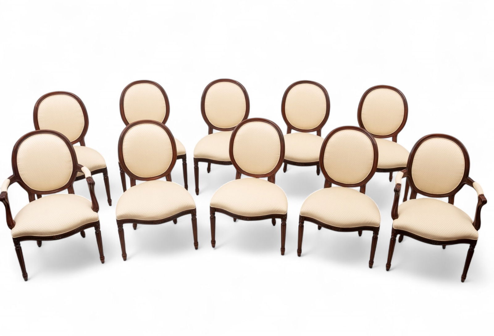 Old Hickory Furniture Company Louis XVI Style Mahogany Frame And Silk Upholstery Dining Room Chairs (1 of 6)