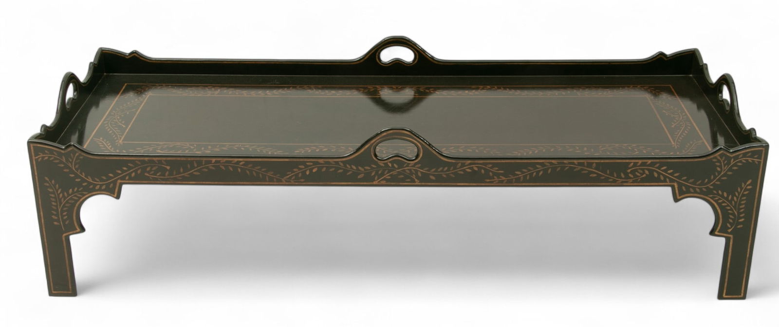 Black Laquer Cocktail Table H 18" W 25" L 66" (1 of 3)