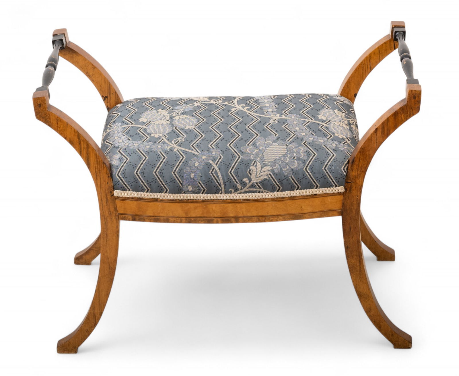 French Regency Style Walnut, Satinwood, And Ebony Boudoir Bench 1900 H 22" L 28" Depth 15" (1 of 4)