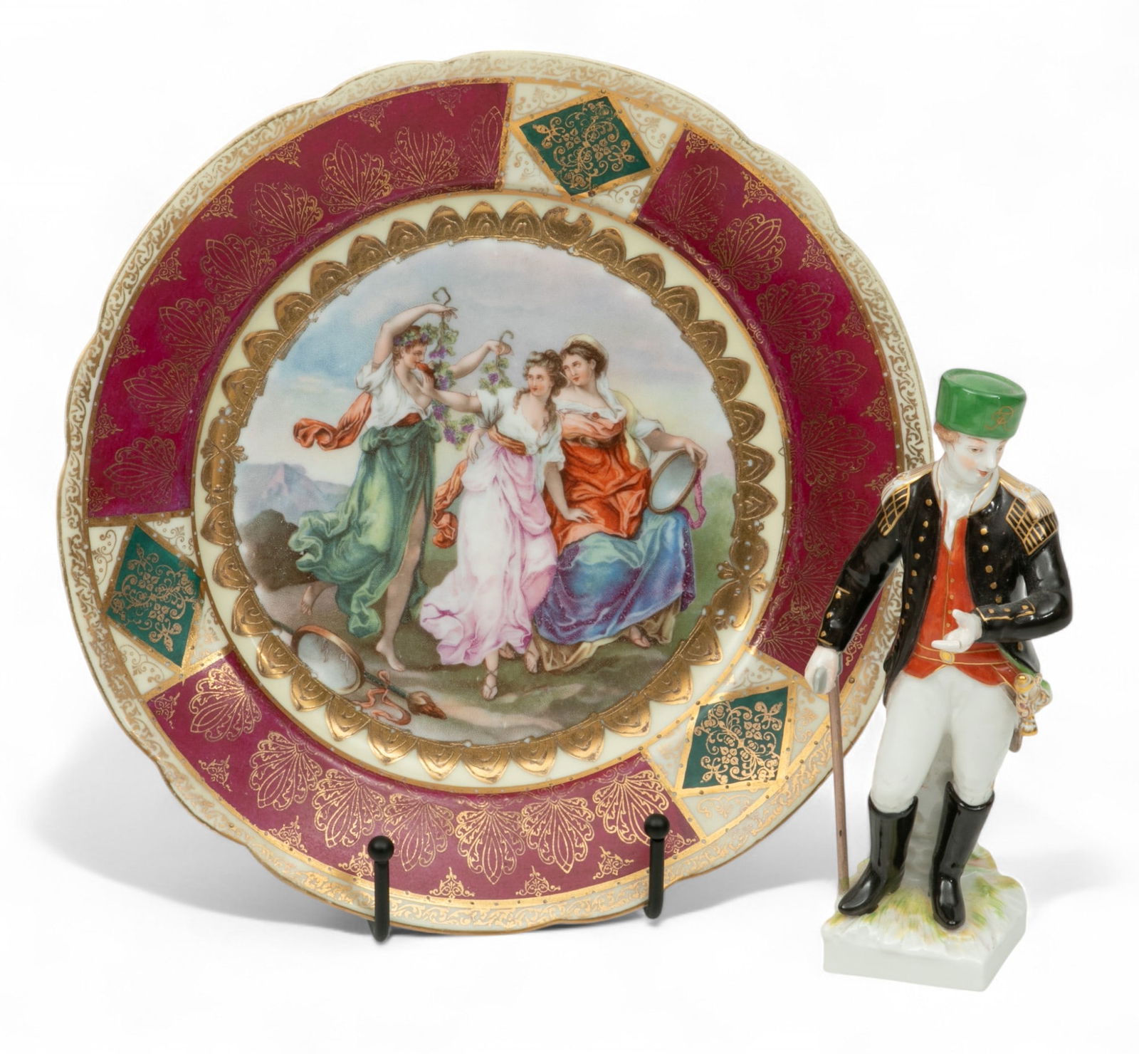Royal Vienna Plate And KPM Berlin Meissen Porcelain Soldier Dia. 9" 2 PCS (1 of 5)