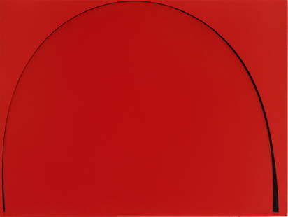 Ian Davenport (British, B. 1966) Household Paint on Medium Density Fiberboard 1997, 'Poured: Ian Davenport (British, B. 1966) Household Paint on Medium Density Fiberboard 1997, 'Poured Painting: Red, Black, Red' H 17.9" W 23.6" Davenport graduated from Goldsmiths College in London in 1988,