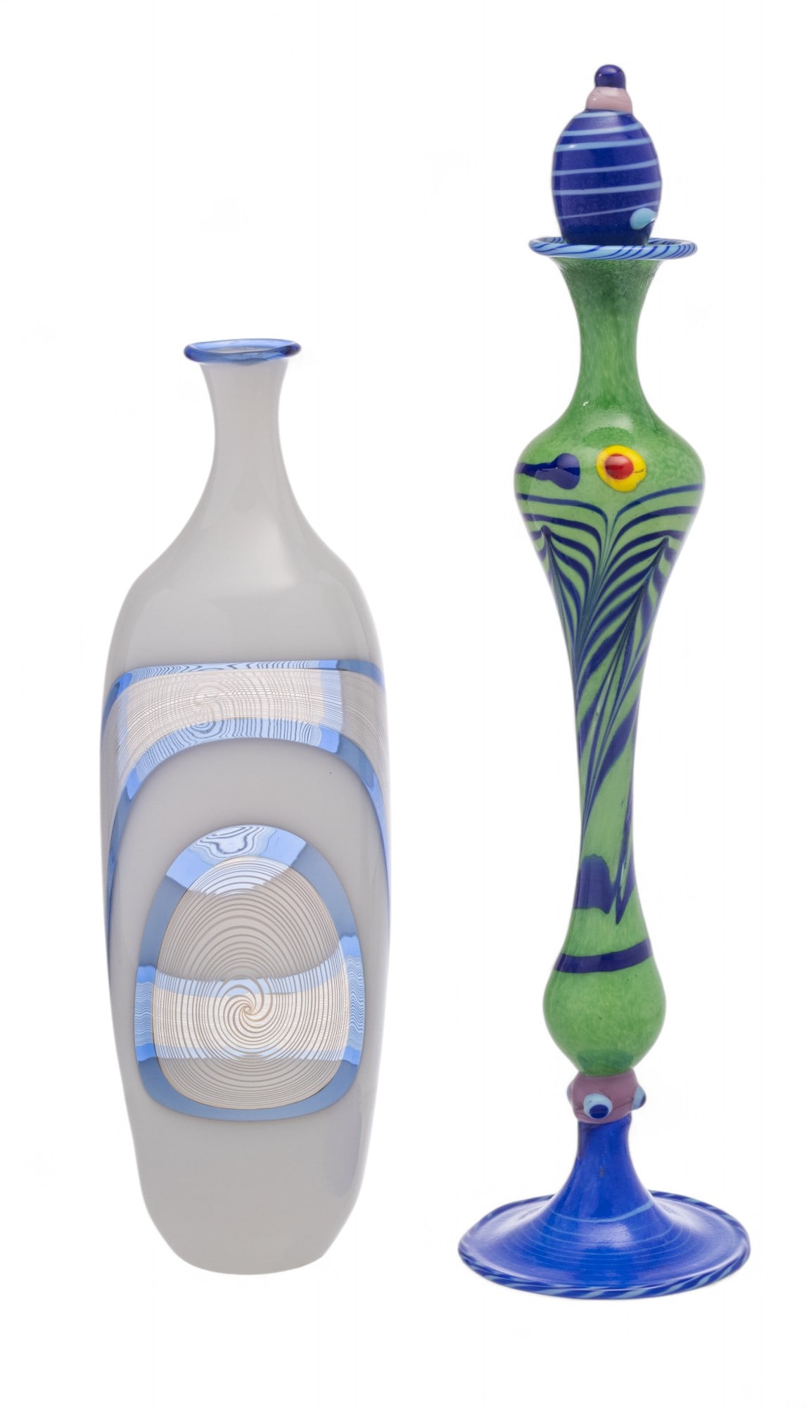 Frederick Birkhill (Michigan, American) Art Glass Vessels 1983; 1995 H 10" Dia. 2.5" 2 PCS (1 of 6)