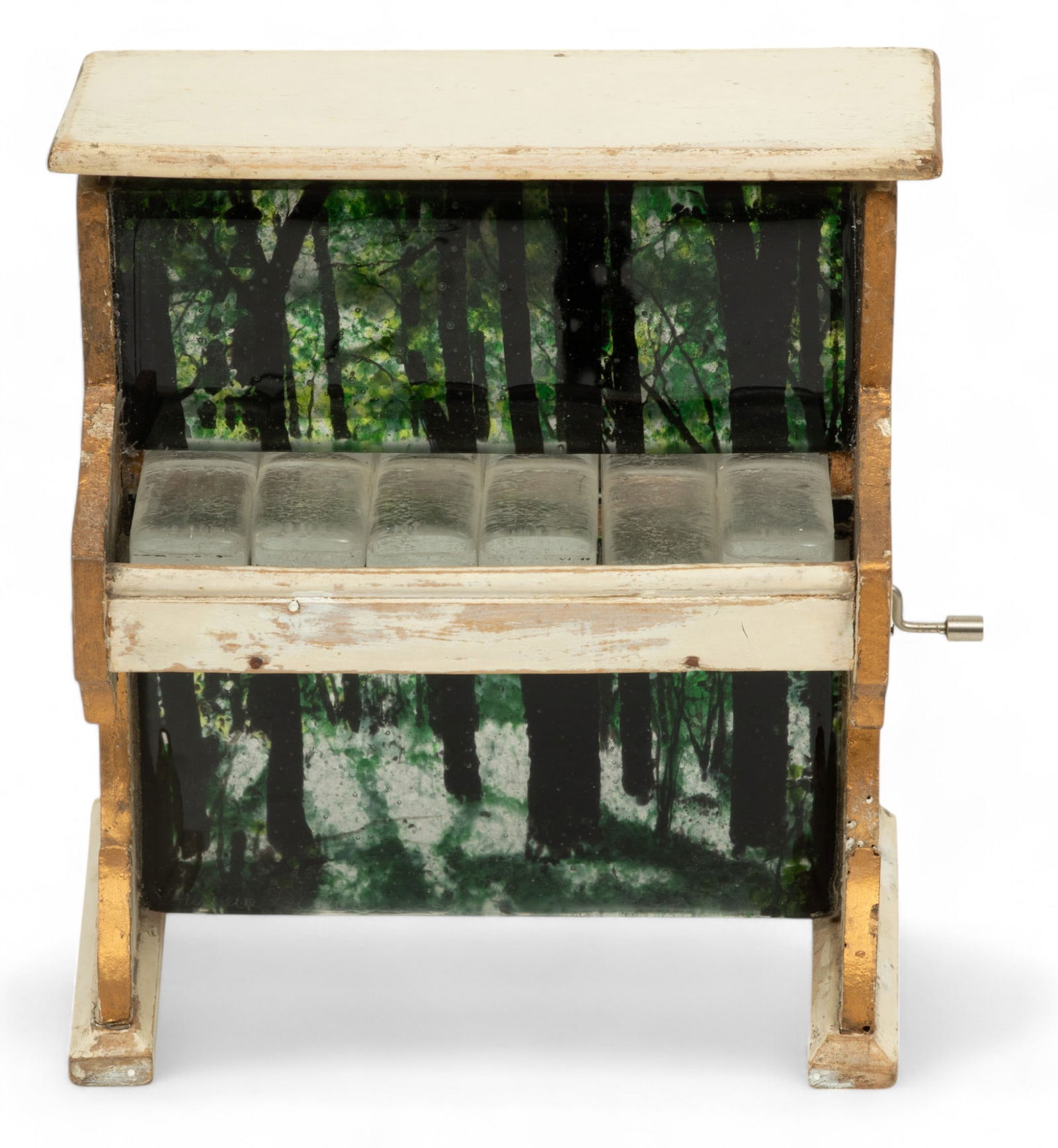 Miriam Di Fiori (Argentinian/Italian, B. 1959) Blown Glass And Wood Wind-Up Music Box in the Form of (1 of 6)