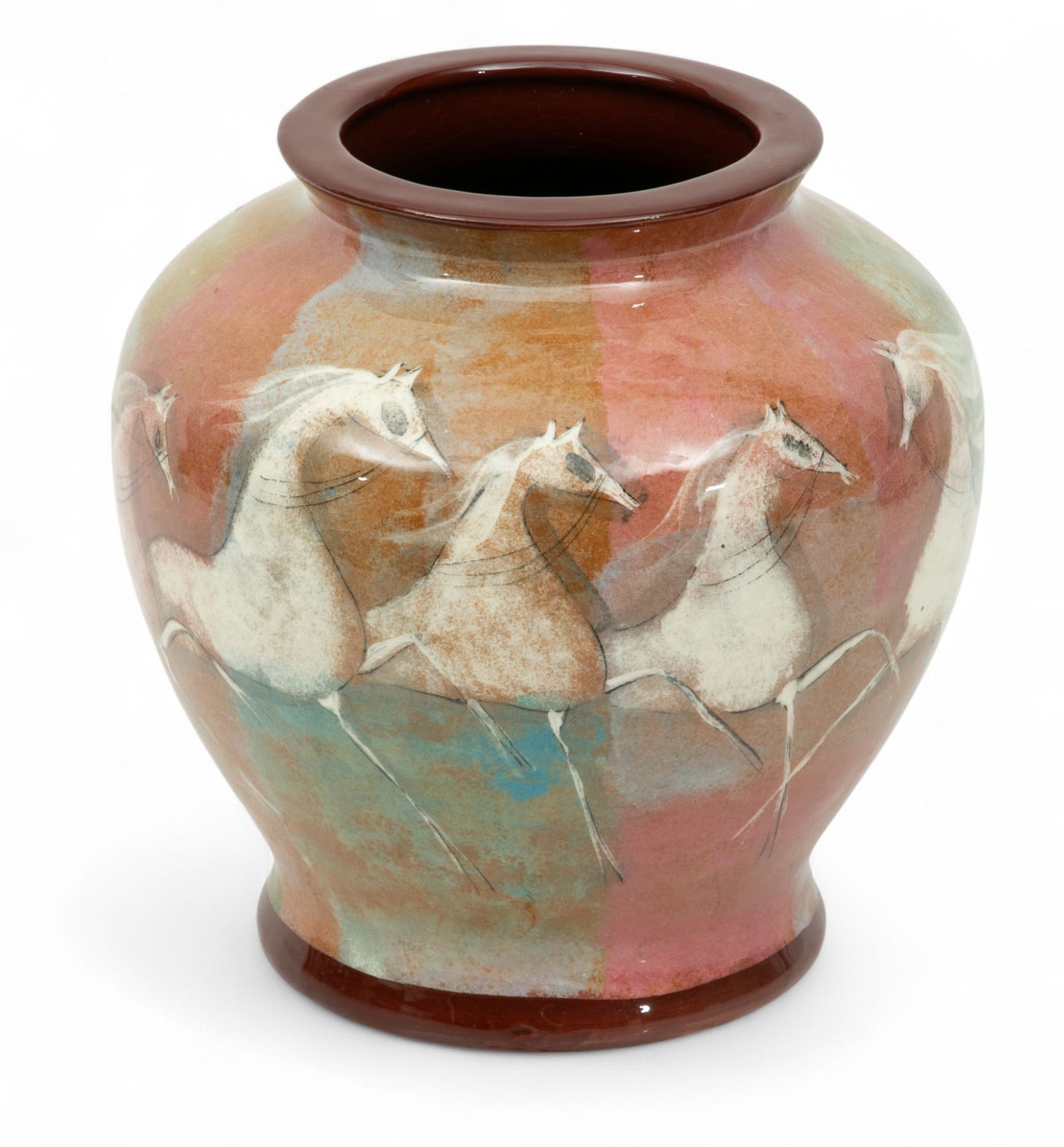Polia Pillin (Polish/American, 1909-1992) Glazed Ceramic Vase H 8" Dia. 8" (1 of 6)