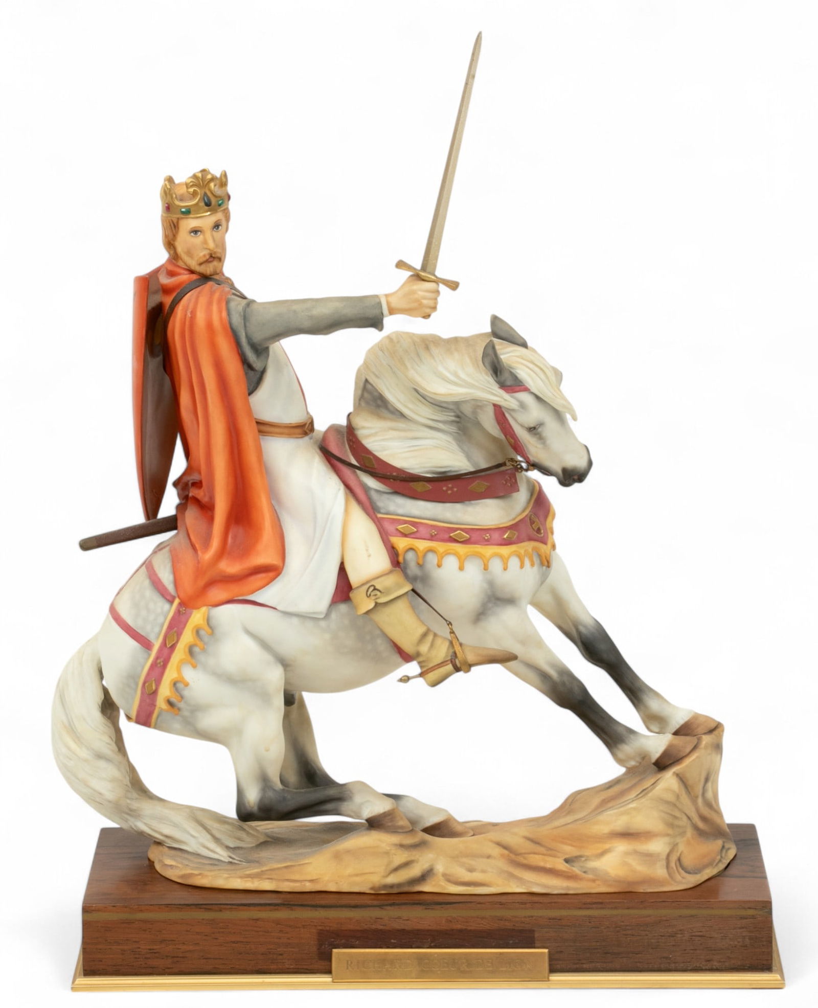 Royal Worcester (English) Porcelain Sculpture, 1978, 'Richard Coeur De Lion' H 18.5" W 6" L 14" (1 of 6)