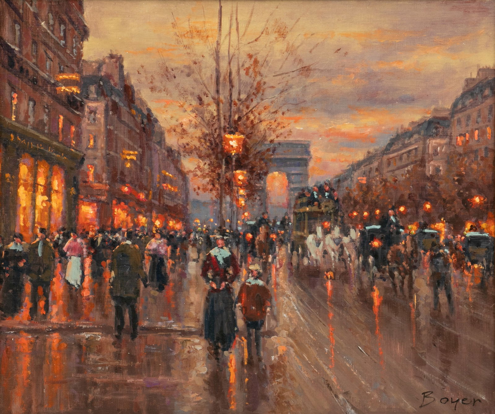 André Boyer (French, 1909-1981) Oil on Canvas, Ca. 1970, 'Arc De Triomphe' H 18" W 21.5" (1 of 6)