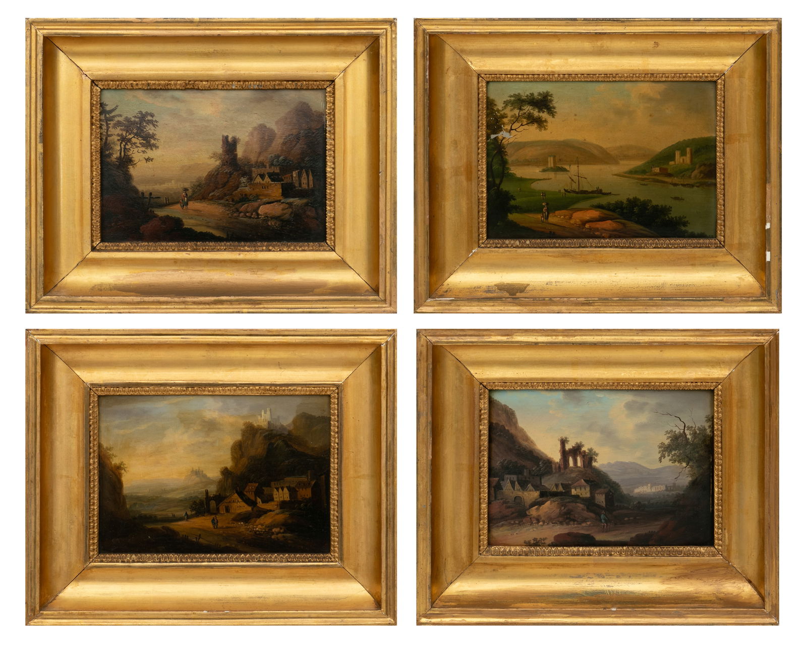 European Paintings on Panel, 1920, 'Classic Scenes' H 5" W 6.7" 4 PCS (1 of 18)