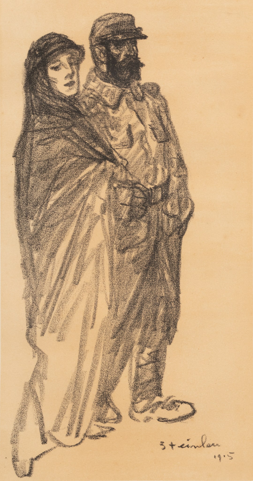 Theophile-Alexandre Steinlen (French, 1859-1923) Lithograph on Paper, Ca. 1915, 'Courageuse' H 22" W (1 of 5)