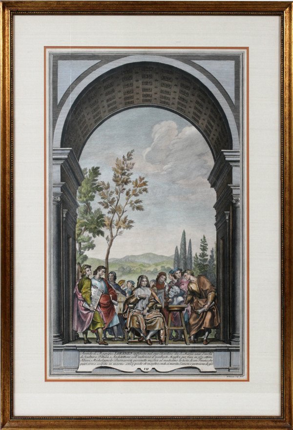 F. POLANZANI, ENGRAVING 18TH.C. 25" X 15": F. POLANZANI, ENGRAVING 18TH.C. 25" X 15":Print made by Felix Polanzani. Lorenzo the Magnificent. Size is paper size.