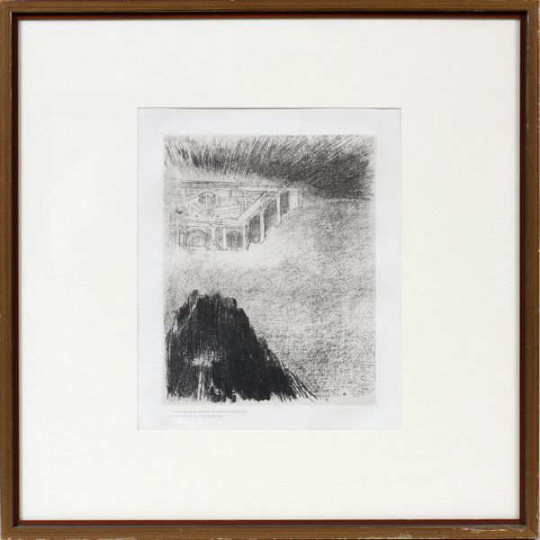ODILON REDON (FR 1840-1916), LITHO, "ET MOIT: ODILON REDON (FR 1840-1916), LITHO, "ET MOIT, JEAN, JE VIS LA SAINTE CITE, LA NOUVELLE JERUSALEM__":11 1/2" x 9" image; framed.