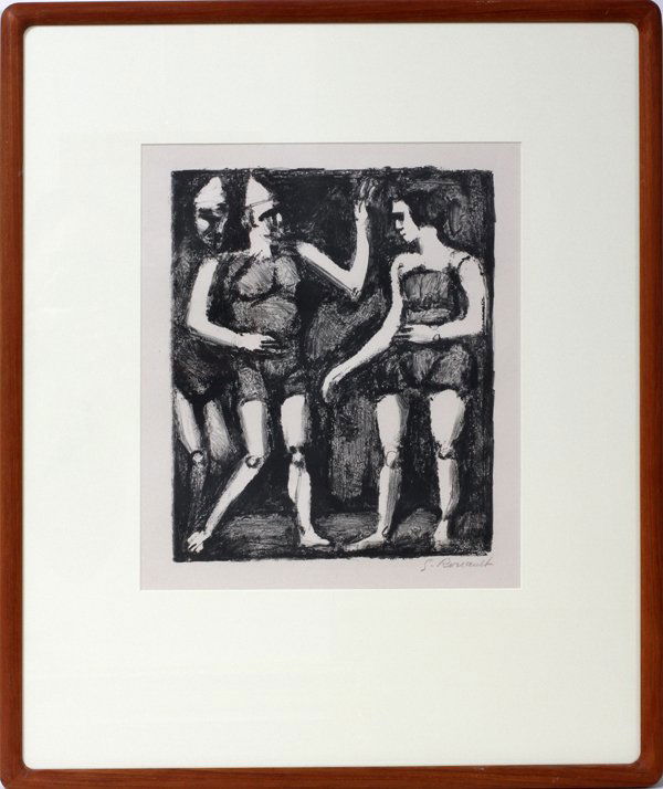 GEORGES ROUAULT (FRENCH 1871-1958), LITHOGRAPH: GEORGES ROUAULT (FRENCH 1871-1958), LITHOGRAPH, 12" X 10" IMAGE, "PARADE":Framed.
