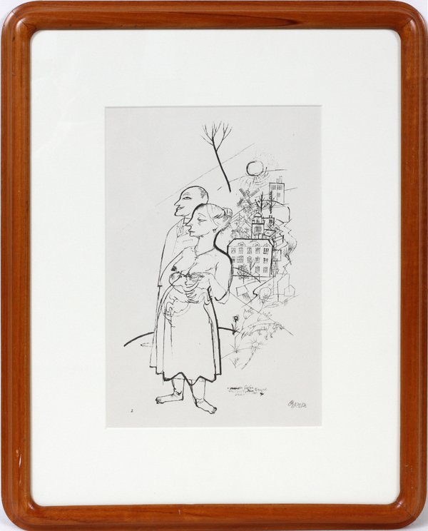 GEORGE GROSZ (GERMAN)PHOTO-LITHO ON WOVE PAPER: GEORGE GROSZ (GERMAN 1893-1959), PHOTO-LITHO ON WOVE PAPER, 10 3/4" X 6 3/8" IMAGE, "THE FAMILY":1st published in 1916, date of this print unknown; plate 2 from the cycle "Ecce Homo"; one of 50 from e