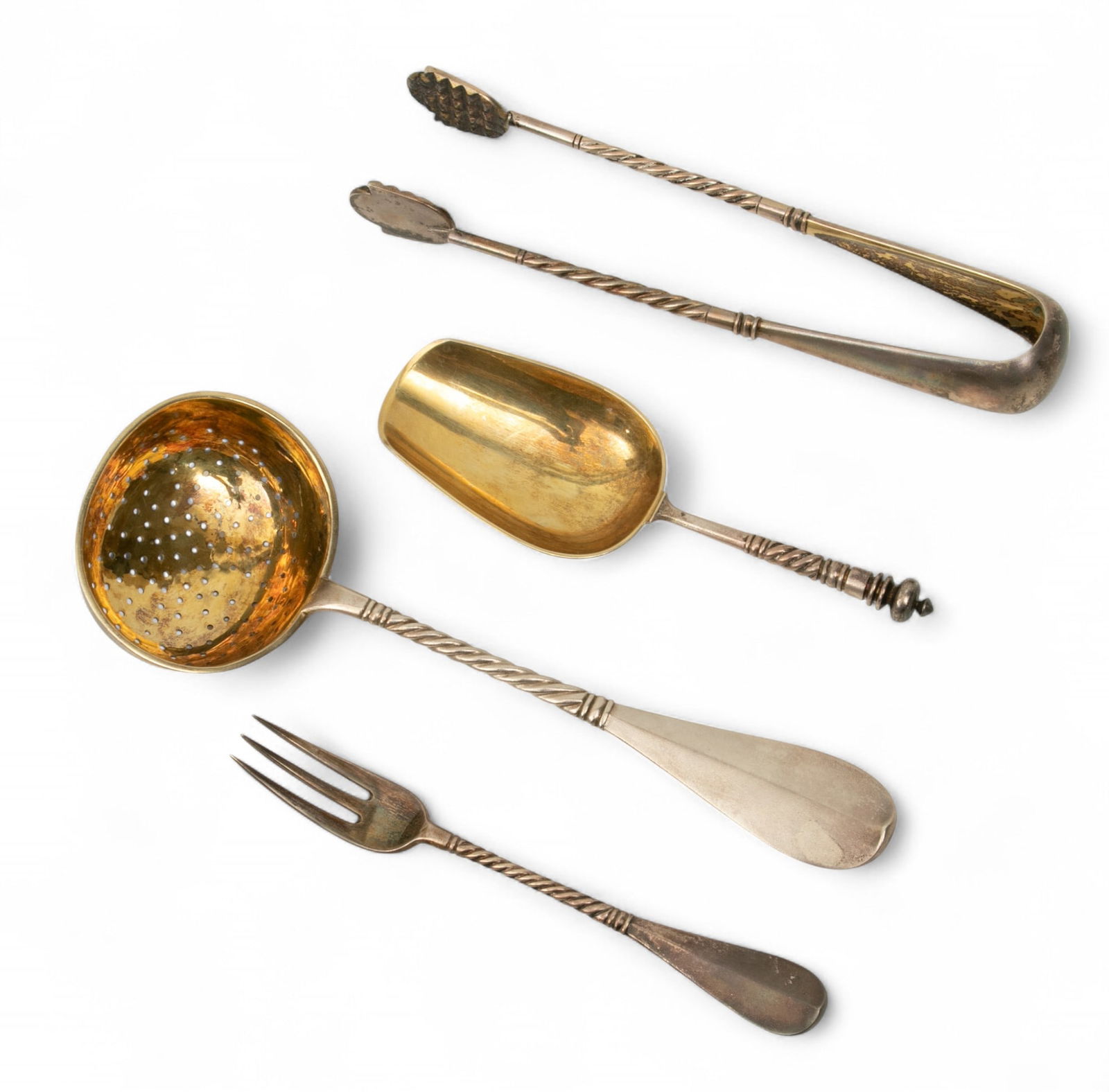 Antique Russian Silver Presentation Tea Serving Utensils 5.62 t oz 4 PCS (1 of 5)