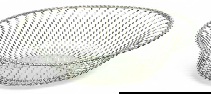 Eastern European 800 Silver Wirework Basket 1920, W 8" L 11" 16 g: Eastern European 800 Silver Wirework Basket 1920, W 8" L 11" 16 g Impressed 800. Gadroon edge.&nbsp; Provenance:  Property of a Bloomfield Hills, MI private collector. Dimensions: 1 PC W 8" L 11" 16.4