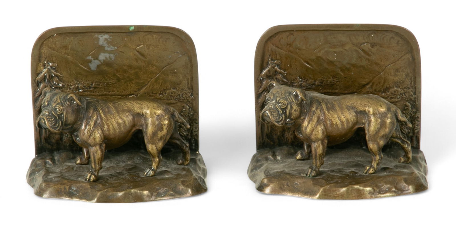 Heinrich W. Hirschler (Austrian, 1863-25) Bronze Bulldog Bookends 1900, H 4" W 4.5" 1 PAIR (1 of 6)