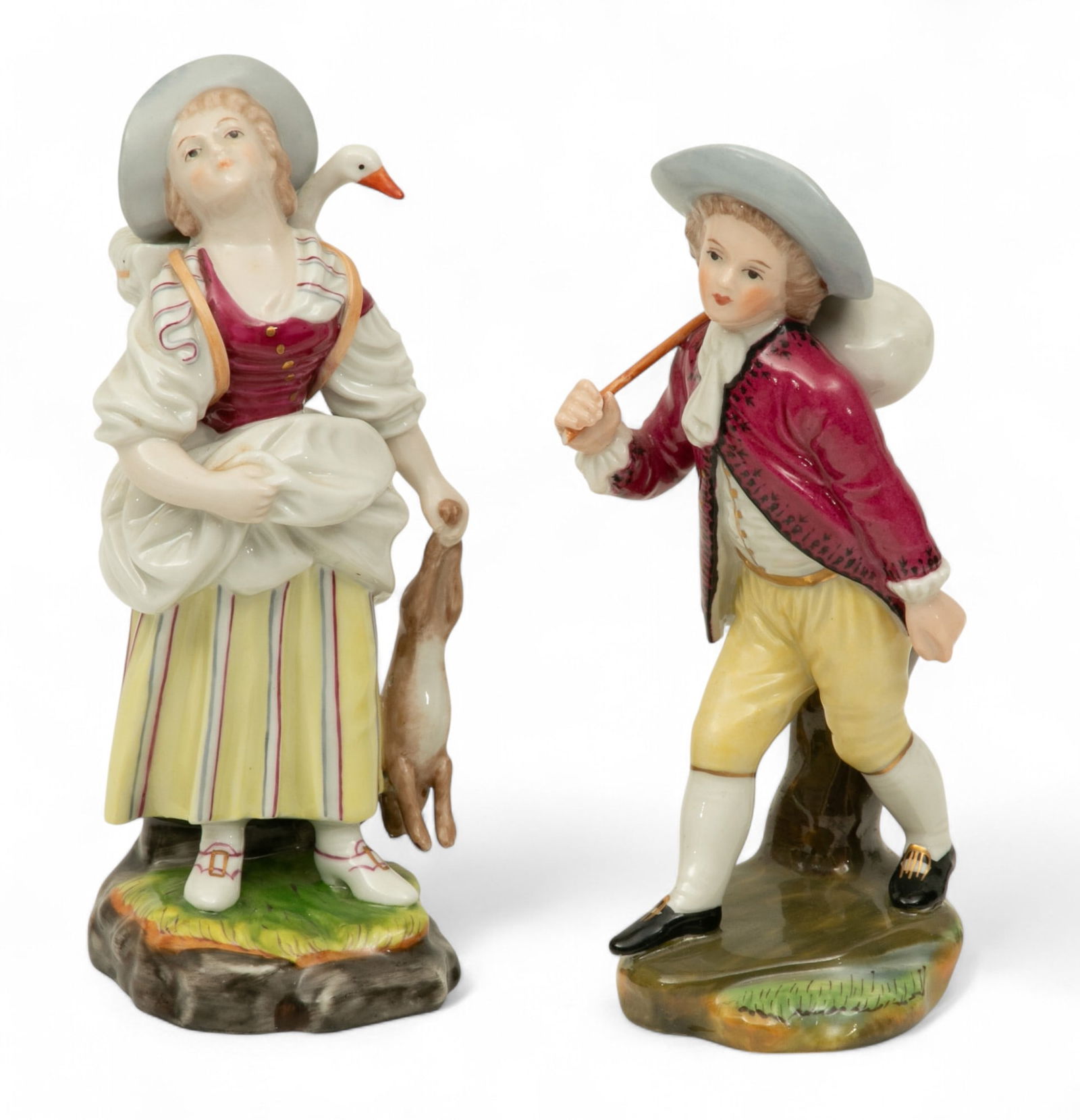 Hochst (German) Porcelain Figures, Rare 1790, H 6.2" 1 PAIR (1 of 6)