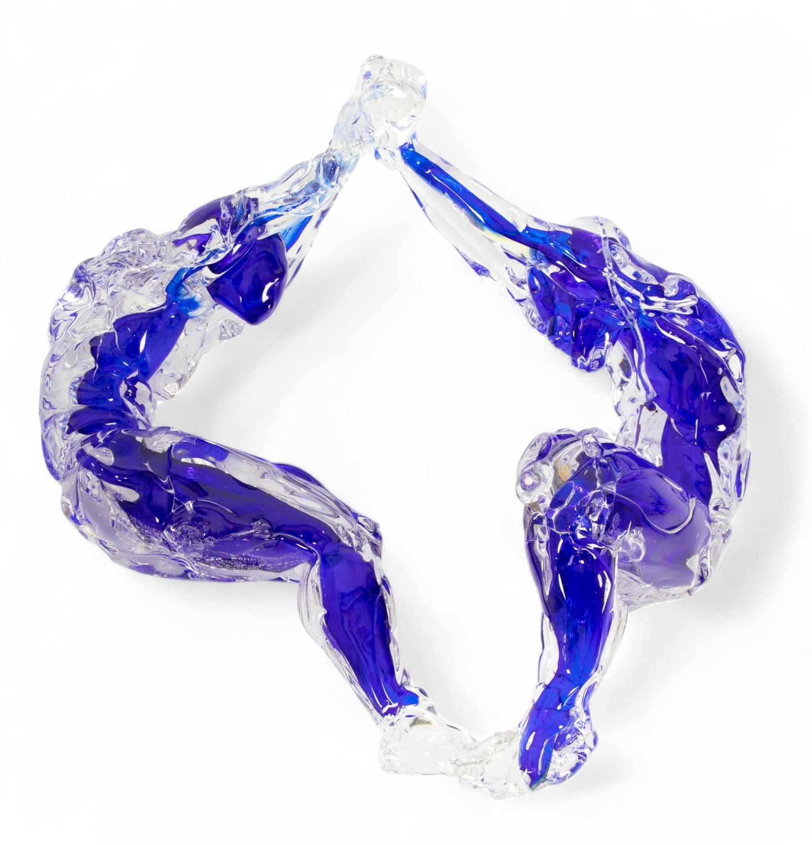 Martin Blank Studio (Seattle, Wa., B. 1942) Abstract Glass Sculpture (Blue/Clear) (1 of 5)