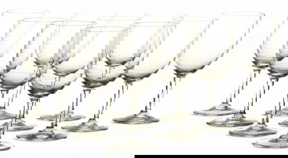 Baccarat (French, 1764) 'Perfection' Crystal Claret Wines, H 6.12" Dia. 2.75" 10 PCS: Baccarat (French, 1764) 'Perfection' Crystal Claret Wines, H 6.12" Dia. 2.75" 10 PCS Clear crystal bases, bowls and slender stems. Baccarat acid etched markings on the undersides.&nbsp; Provenance:  F