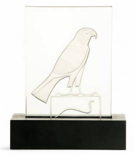 Baccarat (French, 1764) Crystal Sculpture, Ca. 1970, 'Egyptian Falcon', H 7" W 5.25" Depth 1.37": Baccarat (French, 1764) Crystal Sculpture, Ca. 1970, 'Egyptian Falcon', H 7" W 5.25" Depth 1.37" Signed Baccarat at the side, dated 1970 and numbered 127. Baccarat branding on the underside as well. E