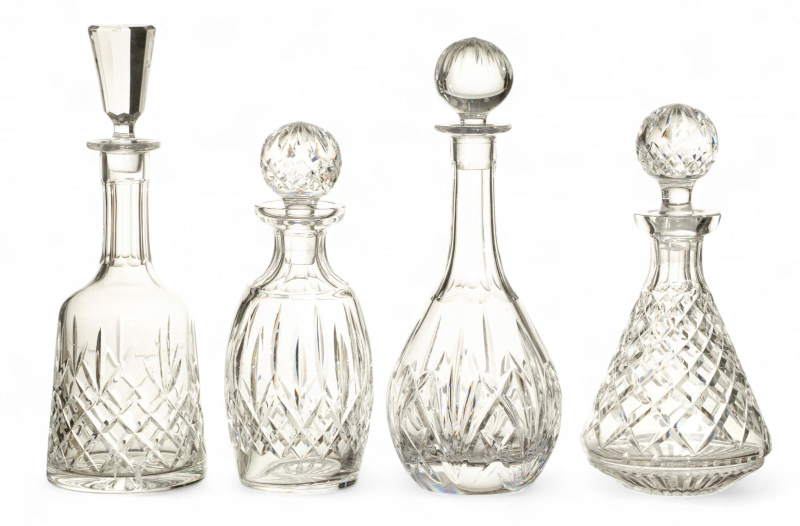 Waterford Crystal Decanters, Group of Three Plus One Additional, H.10.25"-12.75" Dia. 4"-4.5" 4 PCS (1 of 5)