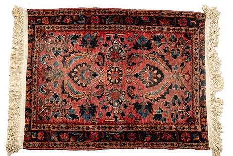 Sarouk , (Persian) Hand Woven Wool Mat 1920, W 2.2' L 2.7': Sarouk , (Persian) Hand Woven Wool Mat 1920, W 2.2' L 2.7' Length has been reduced. Dimensions: 1 PC W 2.2' L 2.7'
