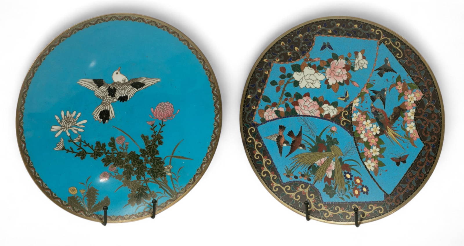 Pair of Chinese Cloisonne Chargers 19th.c., Dia. 12\" 2 PCS
