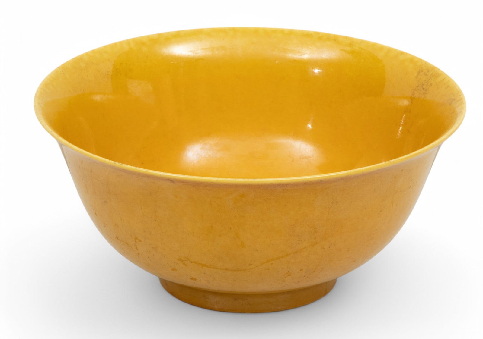 Chinese Porcelain Yellow Glaze Bowl H 3.5" Dia. 0.8" (1 of 2)