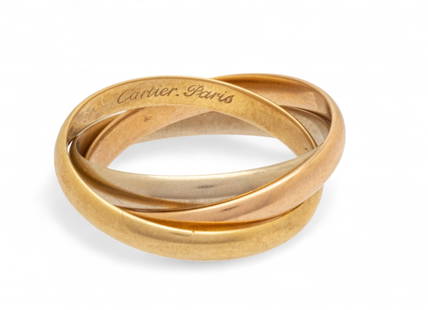 Cartier (Paris) Tri-tone 18kt Gold Rolling Ring 5 3.9 g: Cartier (Paris) Tri-tone 18kt Gold Rolling Ring 5 3.9 g Ring stamped "Cartier Paris" "48" and "750" Dimensions: 1 PC 3.9 g
