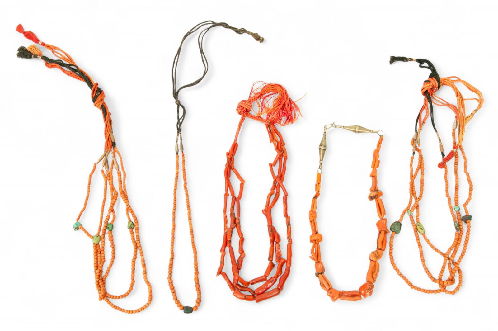 Tribal Coral Beaded Necklaces H 8" W 3" L 4" 5 PCS (1 of 6)